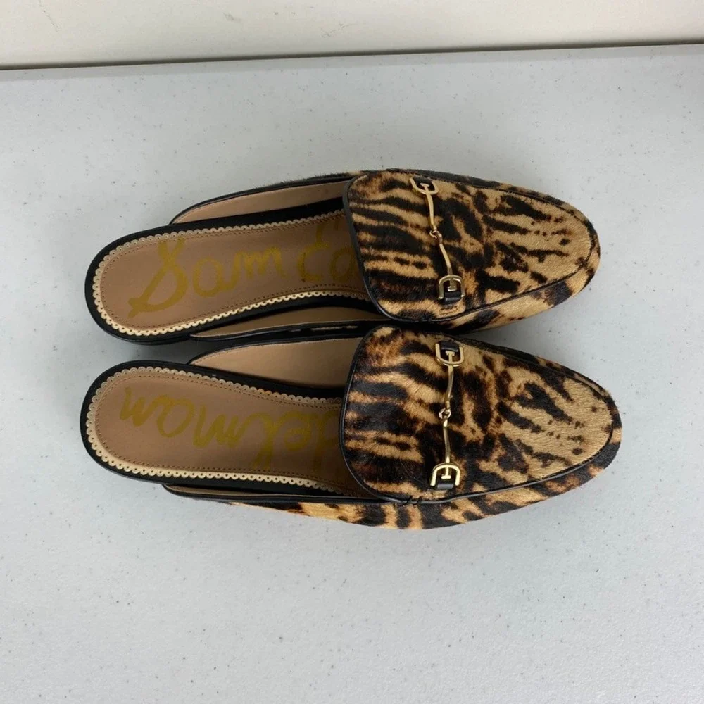Sam Edelman Linnie Mule Womens 8 Animal Print Calf Hair Horsebit Slide Slip On - Picture 2 of 7